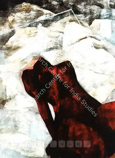 Vasundhara Tewari Broota (Artist), Reclining Nude, 1988, Painting