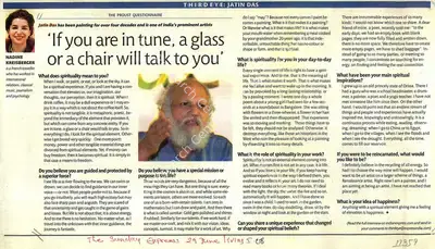 If You Are In Tune, a Glass Or a Chair Will Talk To You', 2005, Newspaper Clipping