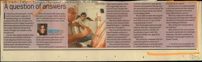 Vasant Prabhu (Reporter), A Question of Answers, 2003, Newspaper Clipping