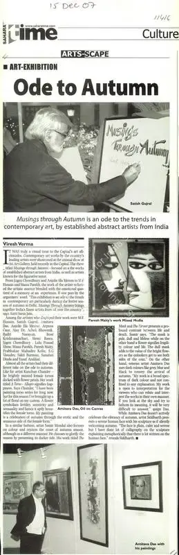 Viresh Verma (Writer), Ode to Autumn, 2007, Newspaper clipping