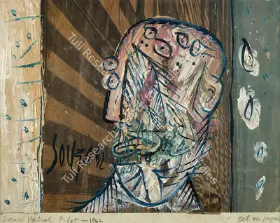 F.N. Souza (Artist), Dawn Patrol Pilot, 1962, Painting