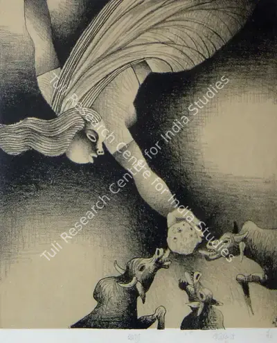 Dharmanarayan Dasgupta (Artist), Food, 1991, Graphic Art