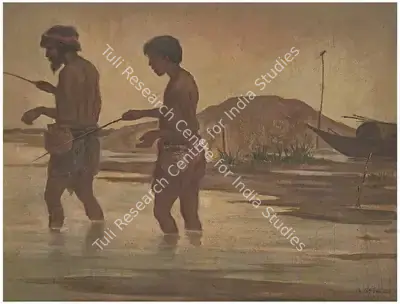 Gobardhan Ash (Artist), Fishing For Provisions, 1940, Painting