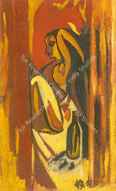 N.S. Bendre (Artist), Woman, 1951, Painting