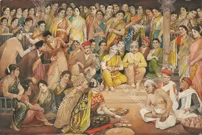 M.V. Dhurandhar (Artist), A Pathare Prabhu wedding ceremony, 1944, Painting