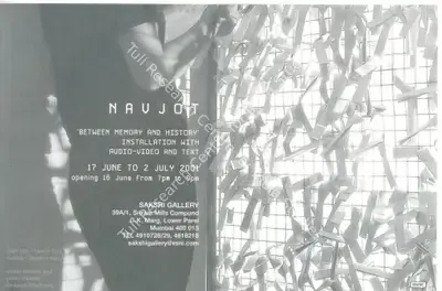 Navjot (Artist), Between Memory and History, 2001, Solo Exhibition Invitation