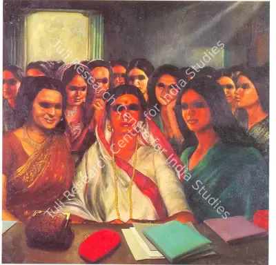 Bikash Bhattacharjee (Artist), A Social Gathering, 1979, Painting