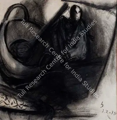 Somnath Hore (Artist), Untitled (Lady with utensil), 1978, Painting