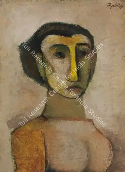 Tyeb Mehta (Artist), Girl in Love, 1957, Painting