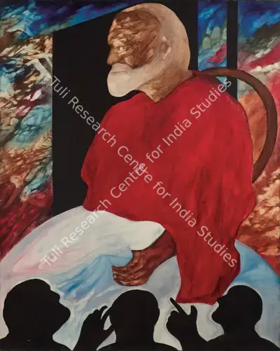 Altaf (Artist), Portrait Of A Poet - Philosopher, Reconciled With His Life And Struggles And The Mediocrity Around Him!, 1998, Painting