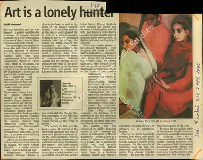 Khalid Mohamed (Reporter), Art is a Lonely Hunter, 2006, Newspaper Clipping