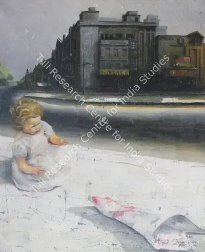 Bhattacharjee, Bikash (Artist). Baby Doll. Oil on canvas, 1971 | Painting | FineArts | 00598042