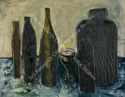S.K. Bakre (Artist), Untitled (Still Life with Bottles), 1967, Painting