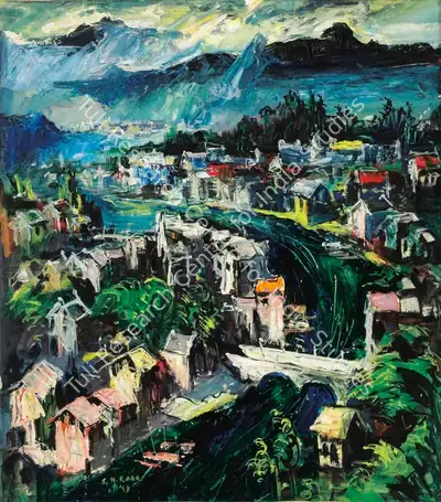 S.H. Raza (Artist), Srinagar, 1949, Painting