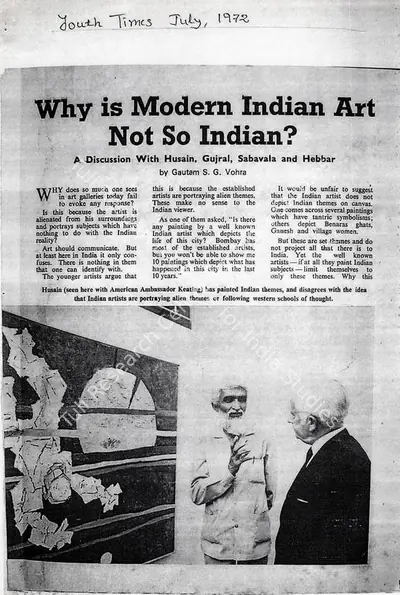 Gautam S. G. Vohra (Writer), Why is modern indian art not so indian?, 1972, Newspaper Clipping
