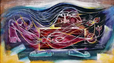 Laxman Pai (Artist), Flowing Lines, 1997, Painting