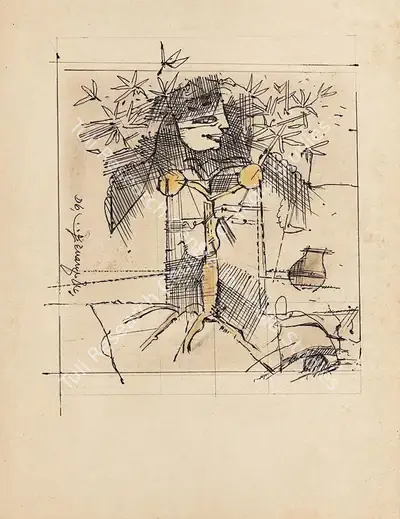 Ganesh Pyne (Artist), Untitled, 1975, Drawing