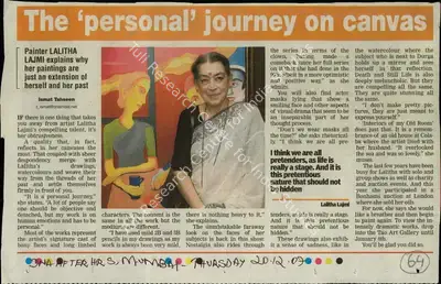 Ishmat Tahseen (Reporter), The 'Personal' Journey on Canvas, 2007, Newspaper Clipping