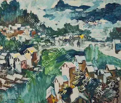 S.H. Raza (Artist), Untitled (Kashmir Landscape), 1949, Painting