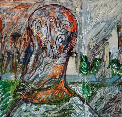 F.N. Souza (Artist), Head, 1968, Painting