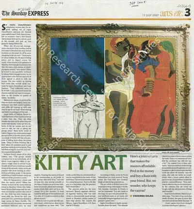 Vandana Kalra (Writer), Kitty Art, 2007, Newspaper clipping