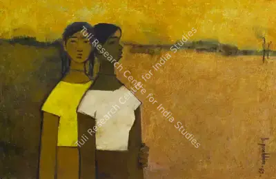 B. Prabha (Artist), Untitled (Two Girls), 1959, Painting