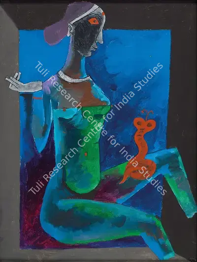 M.F. Husain (Artist), Cobra Girl, Painting