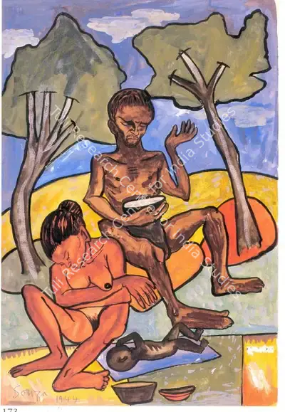 F.N. Souza (Artist), Bombay Beggars, 1944, Painting