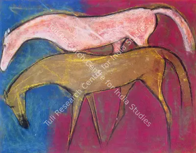 Sunil Das (Artist), Untitled (Horses), 1958, Drawing