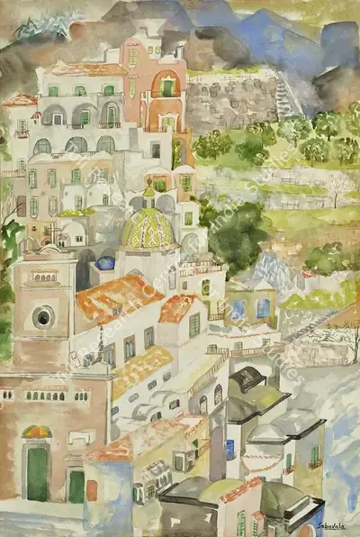 Jehangir Sabavala (Artist), Positano, 1954, Painting