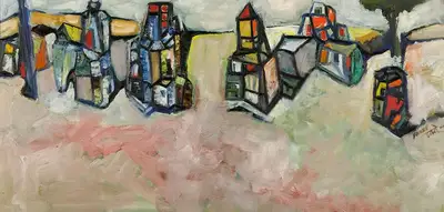 S.K. Bakre (Artist), Untitled (Landscape), 1963, Painting