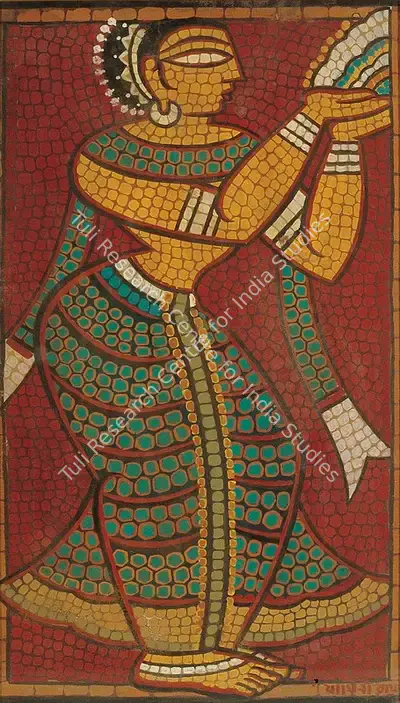 Jamini Roy (Artist), Gopini With Offering, 1949, Painting