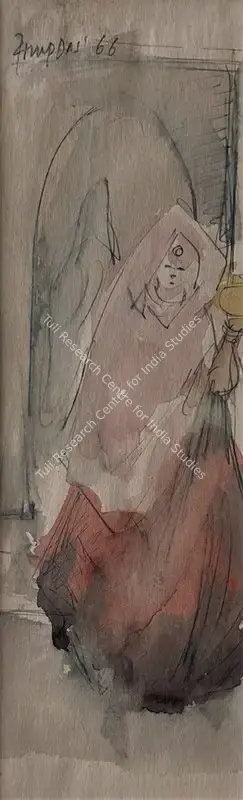 Arup Das (Artist), Untitled (Woman with Lamp), 1966, Painting