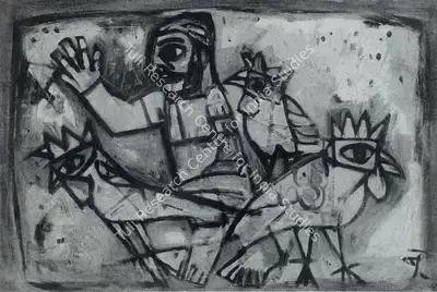 Badri Narayan (Artist), Fowl Seller, 1965, Painting