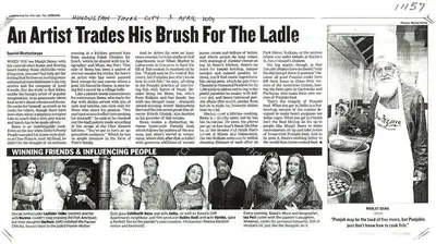 Sourish Bhattacharyya (Writer), An Artist Trades His Brush For The Ladle, 2004, Newspaper clipping