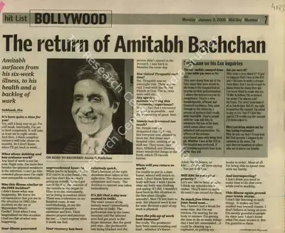 Subhash Jha (Reporter), The Return of Amitabh Bachchan, 2006, Newspaper Clipping