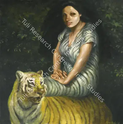 Bikash Bhattacharjee (Artist), On The Tiger, 1964, Painting