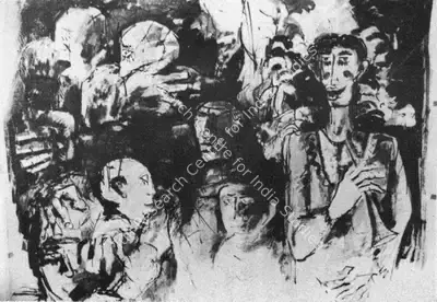 Nikhil Biswas (Artist), Musicians, 1960, Drawing