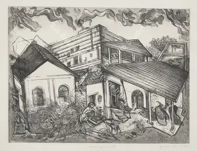G.M. Sheikh (Artist), Residency Reversed, 1983, Aquatint
