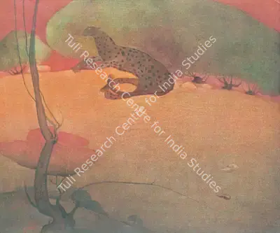 M.A.R. Chughtai (Artist), Panther under Tree, Painting