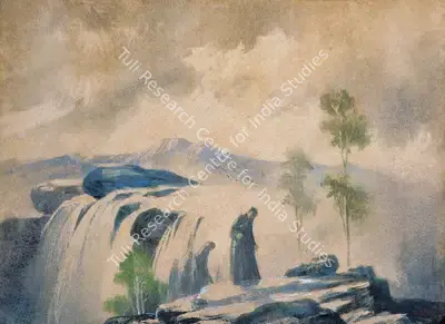 D.P. Roy Chowdhury (Artist), Besides the Waterfall, 1951, Painting