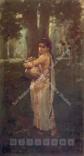 Hemendranath Mazumdar (Artist), Woman With Picture, Painting