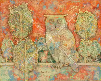 Sakti Burman (Artist), Untitled (Owl), 1995, Painting