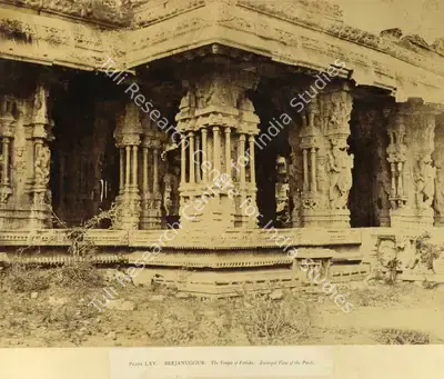 Andrew Charles Brisbane Neill (Photographer), Beejanuggur. The Temple of Vithoba. Enlarged View of the Porch, 1856, Antiquarian Photograph