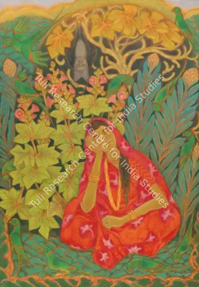 Ramachandran, A. (Artist). Visions of Ramdev - Ahalya in Red. Oil on canvas, 2001 | Painting | FineArts | 00355284