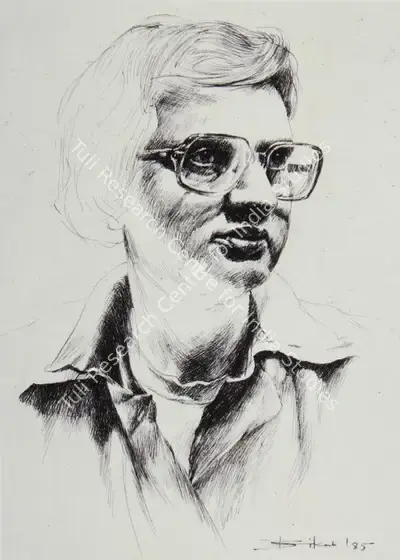 Bikash Bhattacharjee (Artist), Self, 1985, Drawing