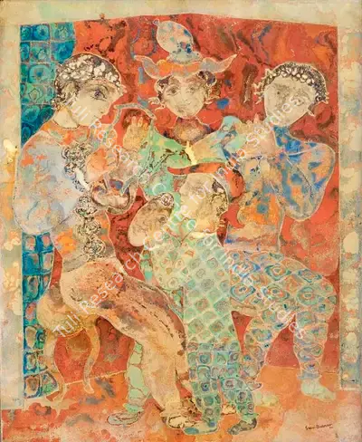 Sakti Burman (Artist), Les Musiciens, 1973, Painting