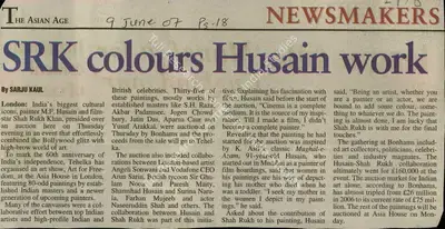 Sarju Kaul (Reporter), SRK Colours Husain Work, 2007, Newspaper Clipping