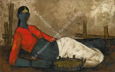 B. Prabha (Artist), Untitled (Fisherwoman), 1960, Painting