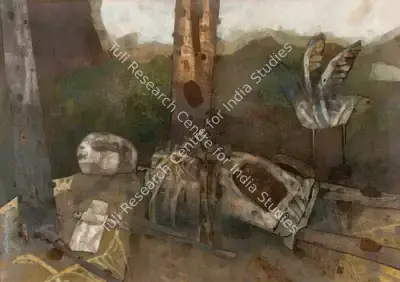 Pyne, Ganesh (Artist). The Conversation, 1977 | Painting, Pu.Onl/07.12.23, 2023 · Pundole